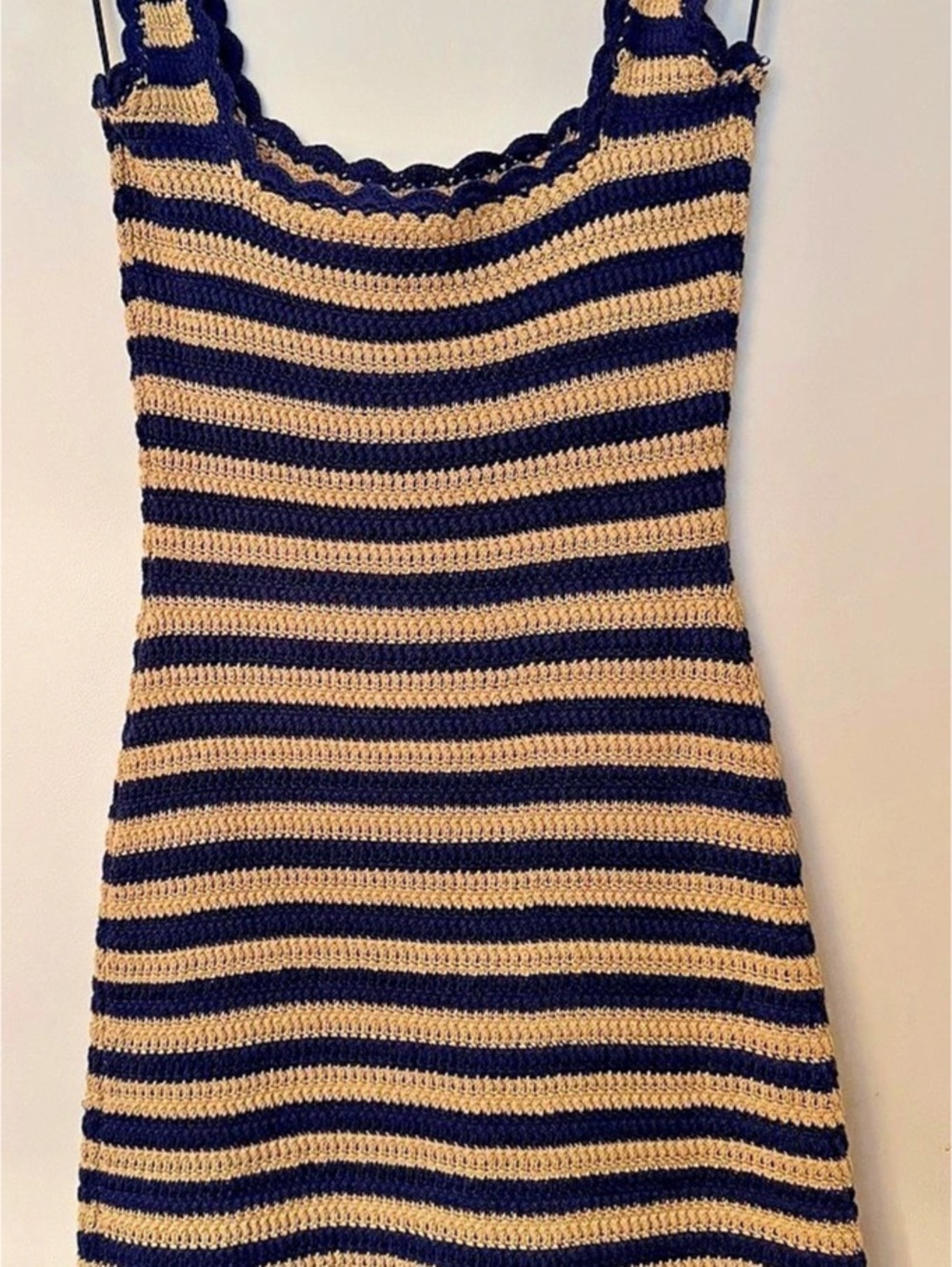 J.Crew Scallop Trim Sweater Dress Striped Cotton Mini XS